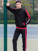 Vêtements de sport pour hommes 2 pièces Color Block Manches longues Jewel Neck Noir