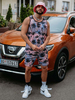 Vêtements de sport pour hommes 2 pièces imprimé sans manches col bijou rose