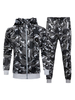 Vêtements de sport pour hommes 2 pièces imprimés à manches longues Jewel Neck Gris