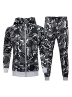 Vêtements de sport pour hommes 2 pièces imprimés à manches longues Jewel Neck Gris