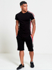 Vêtements de sport pour hommes 2 pièces manches courtes col bijou noir
