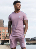 Vêtements de sport pour hommes 2 pièces manches courtes col bijou rose