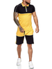 Vêtements de sport pour hommes 2 pièces manches courtes col rabattu jaune