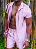 Vêtements de sport pour hommes 2 pièces manches courtes col rabattu rose
