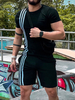 Vêtements de sport pour hommes 2 pièces manches courtes col rond noir