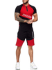 Vêtements de sport pour hommes 2 pièces manches courtes col rond rouge