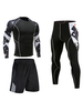 Vêtements de sport pour hommes 3 pièces imprimé manches longues col bijou blanc