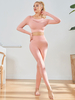 Vêtements de sport roses pour femmes Vêtements de yoga en nylon à manches longues en étain Vêtements dentraînement sexy extensibles