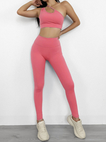 Vêtements de sport roses pour femmes Vêtements de yoga en nylon sans manches Vêtements dentraînement sexy extensibles