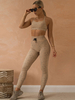 Vêtements de Yoga Femmes Ensembles Imprimés Top et Pantalons avec Bretelle Taille Haute Pantalons Longs Moulants Bicolores Sexy