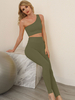 Vêtements de Yoga Femmes Ensembles Top et Pantalons avec Bretelle Taille Haute Pantalons Longs Moulants Unicolore Sexy