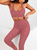 Vêtements de Yoga Femmes Ensembles Top et Pantalons avec Bretelle Taille Haute Pantalons Longs Moulants Unicolore Sexy