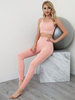 Vêtements de Yoga Femmes Ensembles Top et Pantalons avec Bretelle Taille Haute Pantalons Longs Moulants Unicolore Sexy