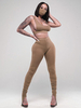 Vêtements de Yoga Femmes Ensembles Top et Pantalons avec Bretelles à Col Décolleté en U Taille Haute Pantalons Longs Moulants Unicolore Sexy