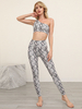 Vêtements de Yoga Femmes Ensembles Top et Pantalons Imprimés avec Bretelle Taille Haute Pantalons Longs Moulants Bicolores Sexy