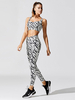 Vêtements de Yoga Femmes Ensembles Top et Pantalons Imprimés Zèbre avec Bretelles Taille Haute Pantalons Longs Moulants Multicolores Sexy