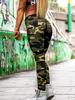 Vêtements de Yoga Pantalons Longs Femmes Moulants Imprimés Camouflages Coupe Cintrée Bicolores Vêtements de Sports Pantalons