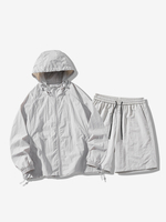 Vêtements Ensemble De Sport Hommes Gris Clair Veste Décontracté Short