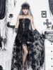 Vêtements gothiques pour femmes nœuds plissés noirs volants tunique gothique en polyester costumes rétro