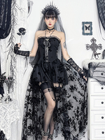 Vêtements gothiques pour femmes nœuds plissés noirs volants tunique gothique en polyester costumes rétro
