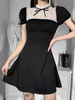 Vêtements gothiques pour femmes Robe mi-longue moulante en polyester gothique avec nœuds noirs