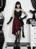 Vêtements gothiques pour femmes tunique gothique en polyester à œillets rouges costumes rétro