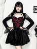Vêtements gothiques pour femmes volants noirs chaînes dentelle tunique gothique en velours costumes rétro