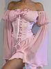 Vêtements gothiques Robe dété moulante en polyester plissée rose à lacets