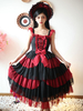 Vêtements idole Lolita JSK Robe Bordeaux Volants Motif Floral Imprimé Polyester Lacets Lolita Jumper Jupes