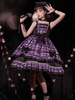 Vêtements Idole Lolita JSK Robe Violet Motif À Carreaux Volants Arcs Sans Manches Lolita Jupes