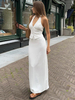 Vêtements pour femmes jupe ensemble blanc boutons décontractés vêtements de rue Polyester