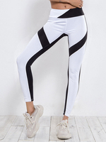 Vêtements pour femmes Pantalons de yoga Leggings de yoga blancs à blocs de couleurs en polyester