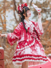 Wa Lolita JSK Robe Kimono Imprimé Floral Robe Lolita Arcs Fleurs Rouge Lolita Jumper Jupes