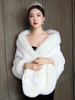 Wedding Wrap Ivory Sleeveless Accessories Boutons en Fausse Fourrure Couverture de Mariée
