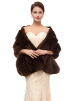 Wedding Wraps Chocolate Sleeveless Faux Fur Bridal Cover Ups