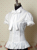White Ruffles arcs coton Lolita Blouse pour femmes Déguisements Halloween