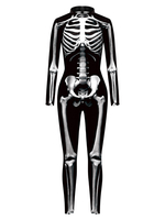 Women Halloween Combinaison Black Sliver Juson Squelette Squelette Halloween Scary Lycra Spandex Catsuit Zentai