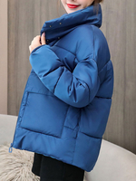 Women Puffer Coats Stand Collier manches longues manches courtes courtes avec poches