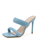 Womens Mules Blue Pu Cuir carré Toe Stiletto Heel Summer Heel Slipper
