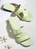 Womens Slipper Light Vert PU Cuir PU carré Tobe basse Talon Daily Day Pantoufle d\