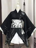 Yosuga no sora Costume de Sora Kasugano Cosplay Ensemble en fausse soie Cummerbund avec noeud pour femme noire Déguisements Halloween