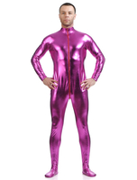 Zenta Homme Sexy Catsuit Métallique Brillant Rose Déguisements Halloween