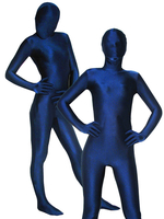 Zentai Bleu Foncé Déguisements Halloween Catsuit Lycra Spandex Combinaison Costume Unisexe Enveloppé Complet