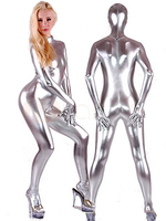Zentai métallique argent sexy Toussaint Cosplay Costume Combinaison Spandex Déguisements Halloween