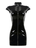 Zentai Sexy Col Haut Robe Cosplay de Toussaint Femme Robe PVC Noire Adultes Déguisements Halloween