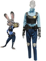 Zootopia Judy Hopps Lapin Toussaint Cosplay Costume Bleu Coton Sash Déguisements Halloween