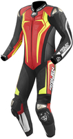 Arlen Ness Sugello 2 Costume en cuir de moto one piece,  noir-rouge-jaune,  taille 56 pour Hommes