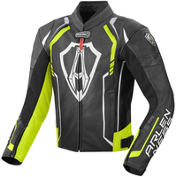 Arlen Ness Track Veste en cuir de moto Noir Jaune 60
