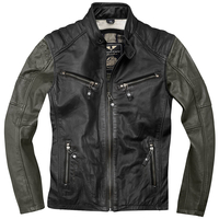 Black-Cafe London Firenze Veste en cuir de moto Noir Vert 60