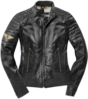 Black-Cafe London Ilam Veste en cuir de moto de dames,  noir,  taille S pour Femmes